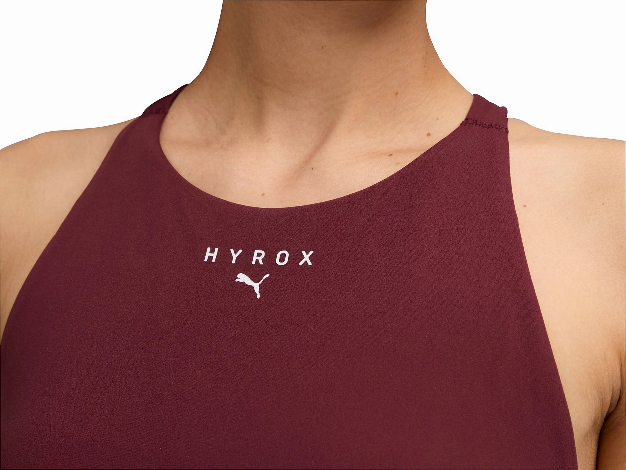 Puma X HYROX Shape Luxe High Neck Womens Sports Bra - Red Thin Core Strong Soul