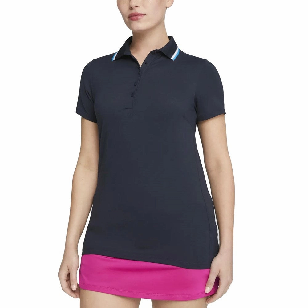 Puma Women's Cloudspun Tipped Golf Polo Shirt - Navy Blazer/ Regal Blue Travel Essential YarnDyed Construction