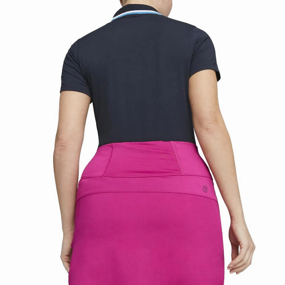 Workout Friendly Puma Women's Cloudspun Tipped Golf Polo Shirt - Navy Blazer/ Regal Blue