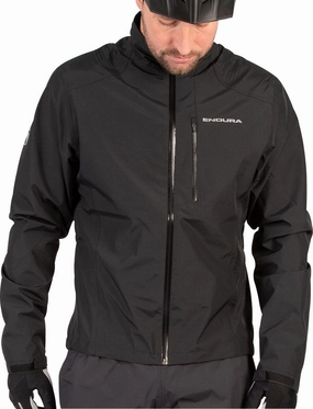 Endura Hummvee Waterproof Mens Cycling Jacket - Black Work Comfort Collarless
