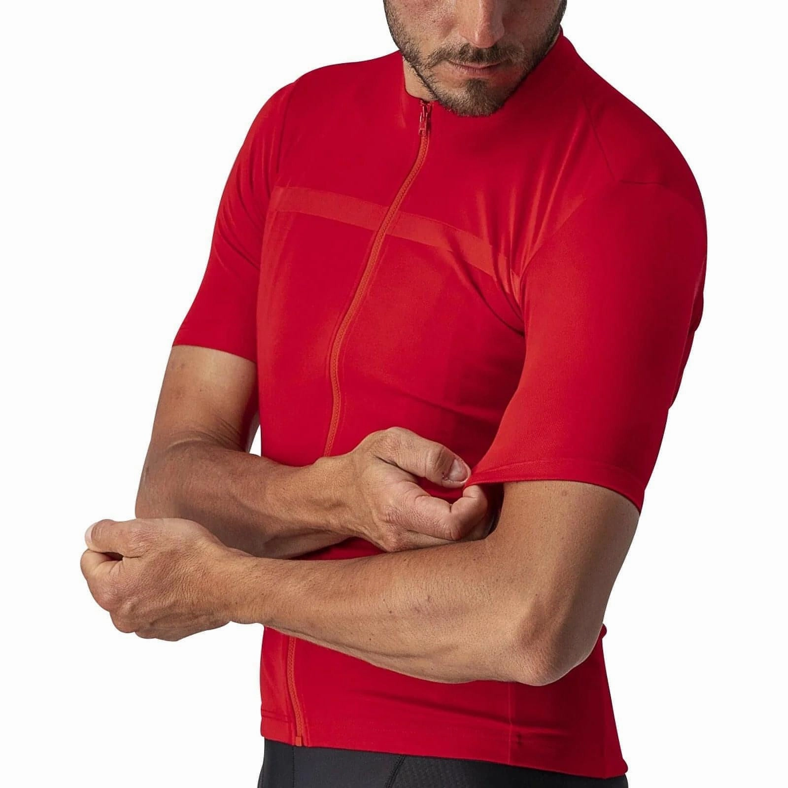 Anti Slip Inner Lining Moisture Wicking Lining Castelli Classifica Short Sleeve Mens Cycling Jersey - Red