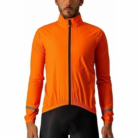 Castelli Emergency 2 Rain Waterproof Mens Cycling Jacket - Orange Trail Comfort