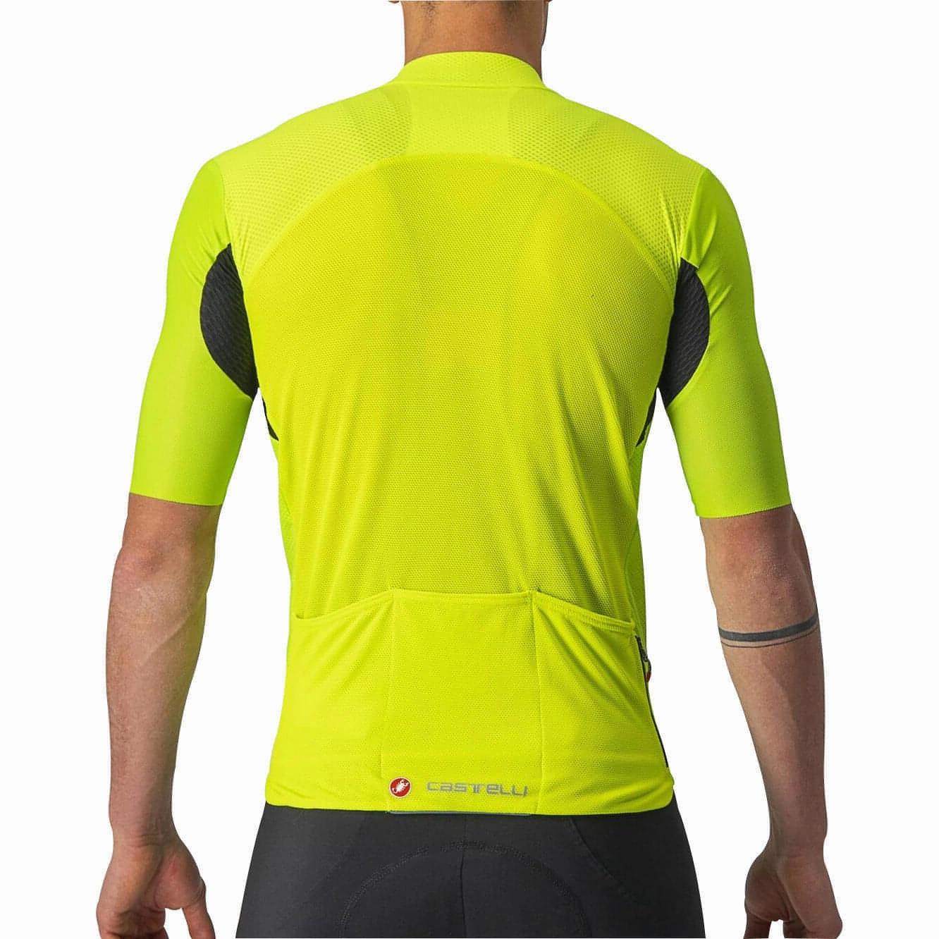 Castelli Endurance Elite Short Sleeve Mens Cycling Jersey - Yellow Layered Compartments