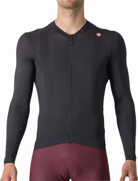 Office Casual Castelli Espresso Long Sleeve Mens Cycling Jersey - Black