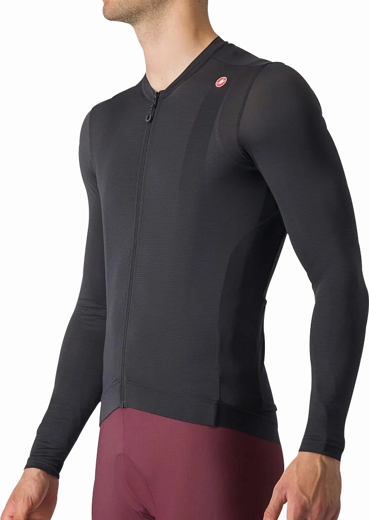 Unique fashion-conscious Castelli Espresso Long Sleeve Mens Cycling Jersey - Black