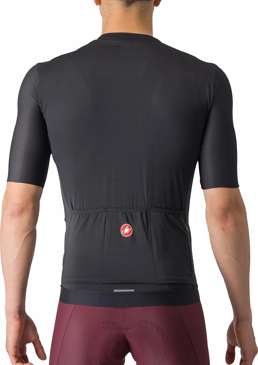 Castelli Espresso Short Sleeve Mens Cycling Jersey - Black WaterResistantCoating Ergonomic Panel Design