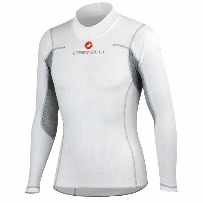 Castelli Flanders Long Sleeve Mens Cycling Base Layer - White Soft Touch Seamless Design