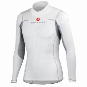 Castelli Flanders Long Sleeve Mens Cycling Base Layer - White Soft Touch Seamless Design