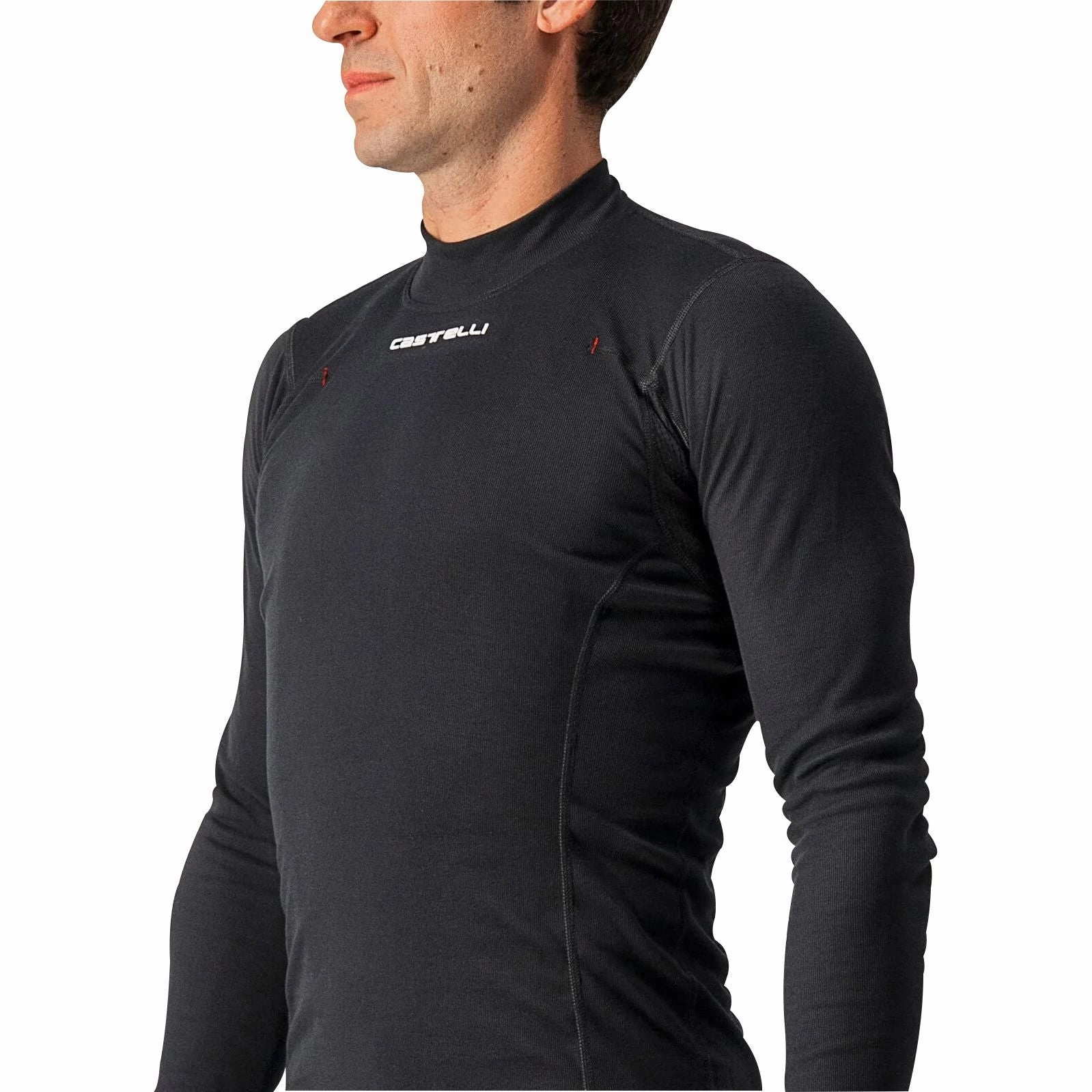 Minimalist Style Moisture wicking Castelli Flanders Warm Long Sleeve Mens Cycling Base Layer - Black
