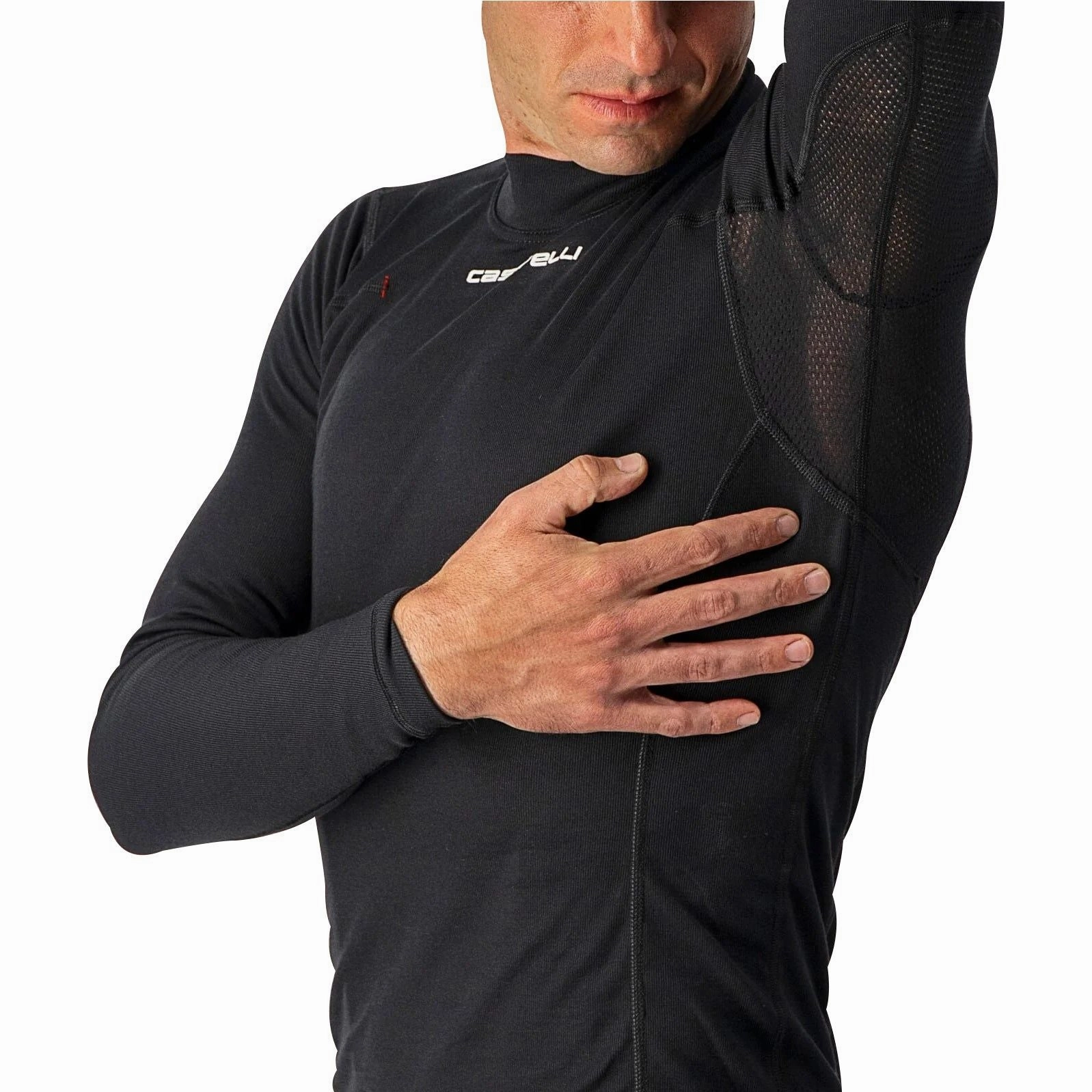 Castelli Flanders Warm Long Sleeve Mens Cycling Base Layer - Black Adjustable Waistband design concept