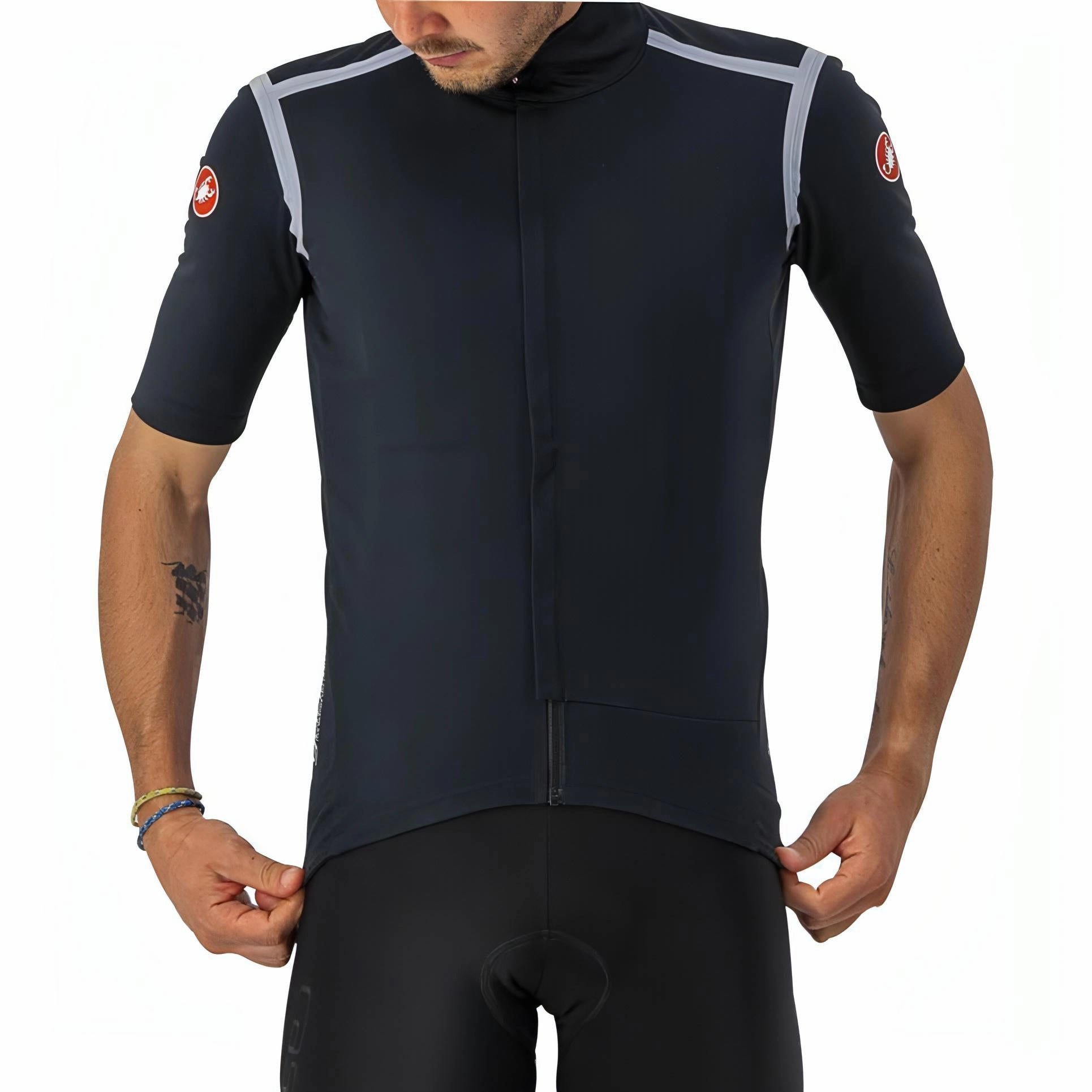 Detachable Hood Castelli Gabba ROS Short Sleeve Mens Cycling Jersey - Black