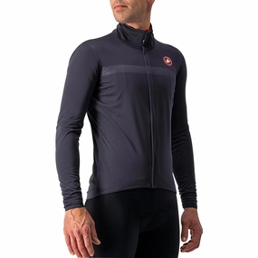 Castelli Goccia Waterproof Mens Cycling Jacket - Grey Ergonomic Shoulder Design