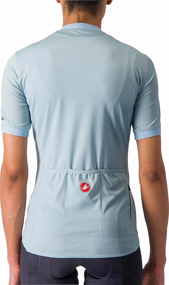 YogaReadyTexture trim venue Castelli Libera Short Sleeve Womens Cycling Jersey - Blue