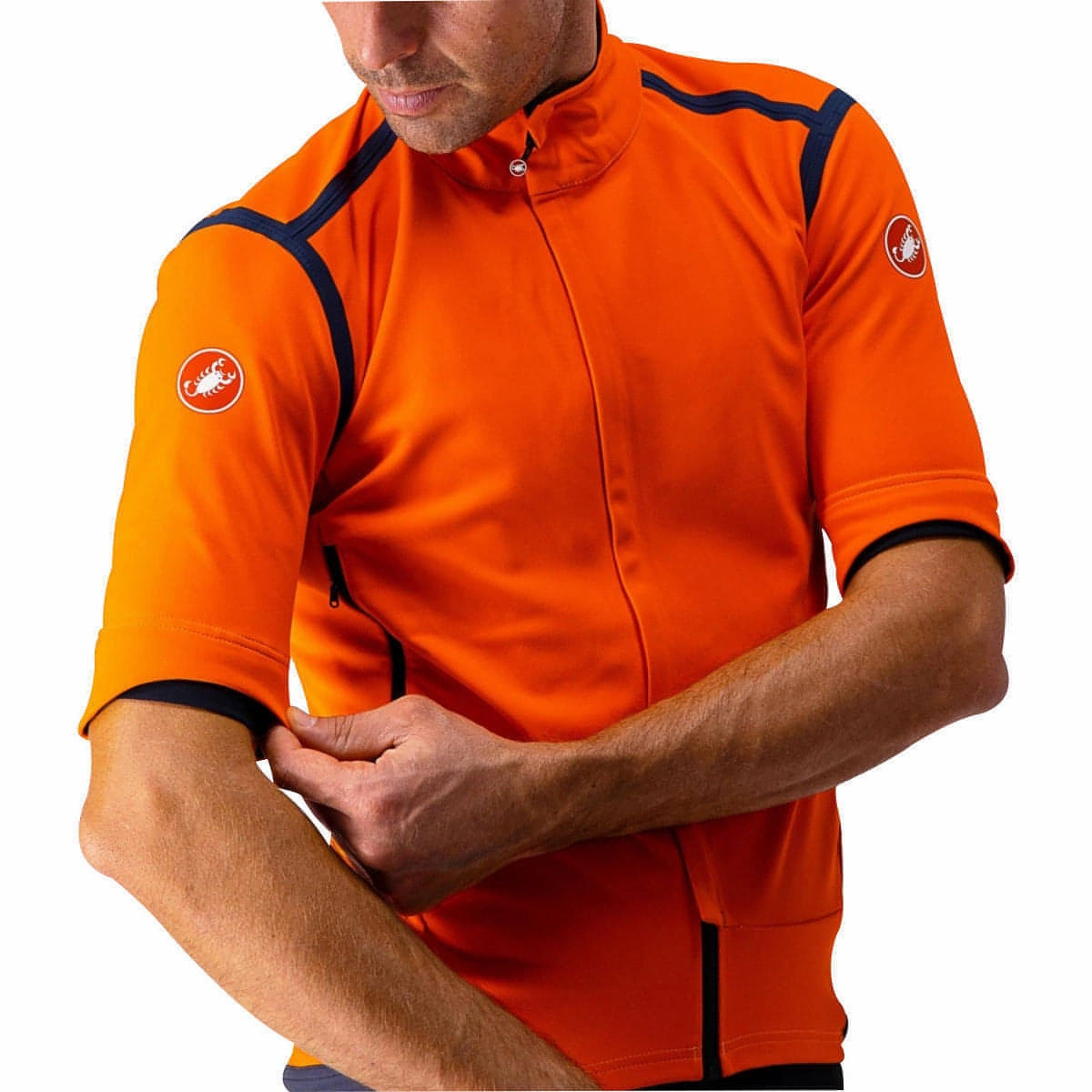 Fashion Vibe Castelli Perfetto Ros Convertible Mens Cycling Jacket - Orange