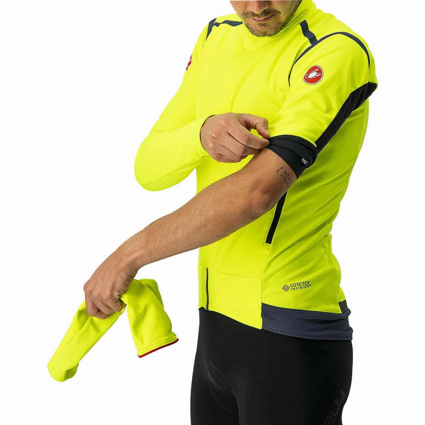 Castelli Perfetto Ros Convertible Mens Cycling Jacket - Yellow Roll
