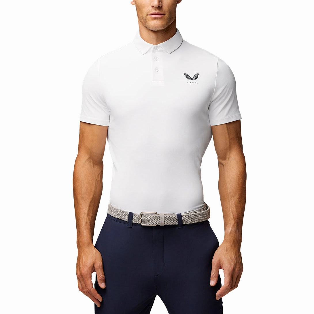 Castore Club Classic Polo Golf Shirt - White Ventilated Side Gussets
