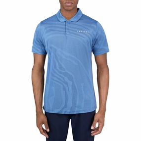 Castore Engineered Knit Golf Polo Shirt - Horizon DoubleLayered Hem Binding Heather Effect Weaving