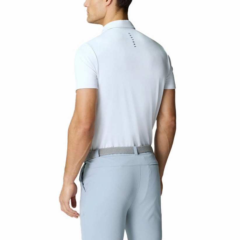 Summer Vacation Castore Pinnacle Engineered Knit Polo Golf Shirt - White/Midnight Navy