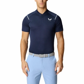 Castore Pinnacle LVS Engineered Knit Polo Golf Shirt - Midnight Navy/White Outdoor Adventure