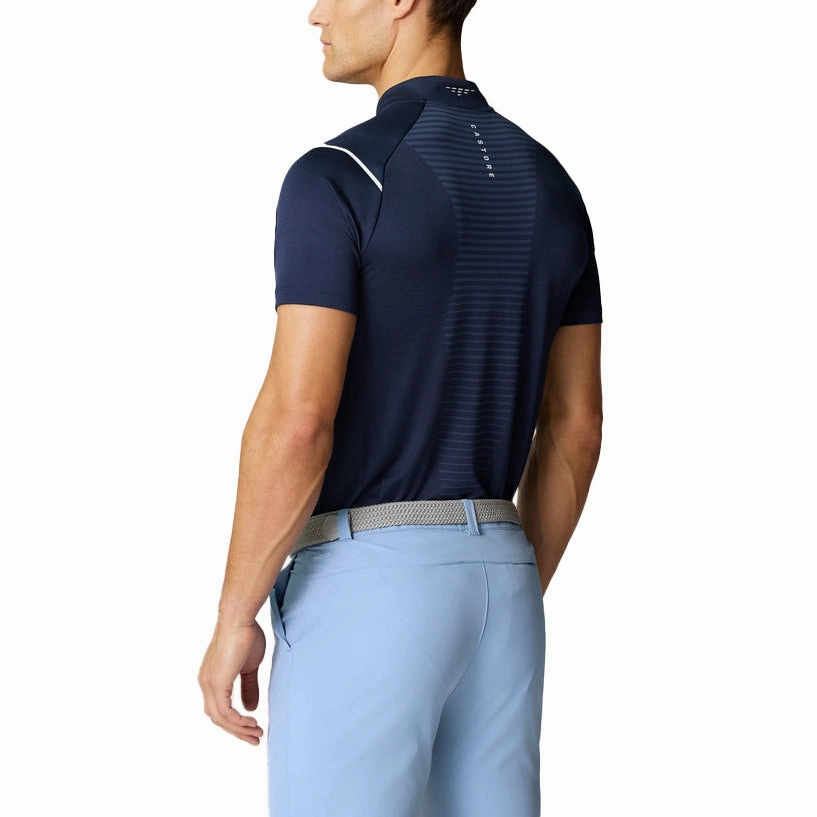 Castore Pinnacle LVS Engineered Knit Polo Golf Shirt - Midnight Navy/White QuickDry Technology