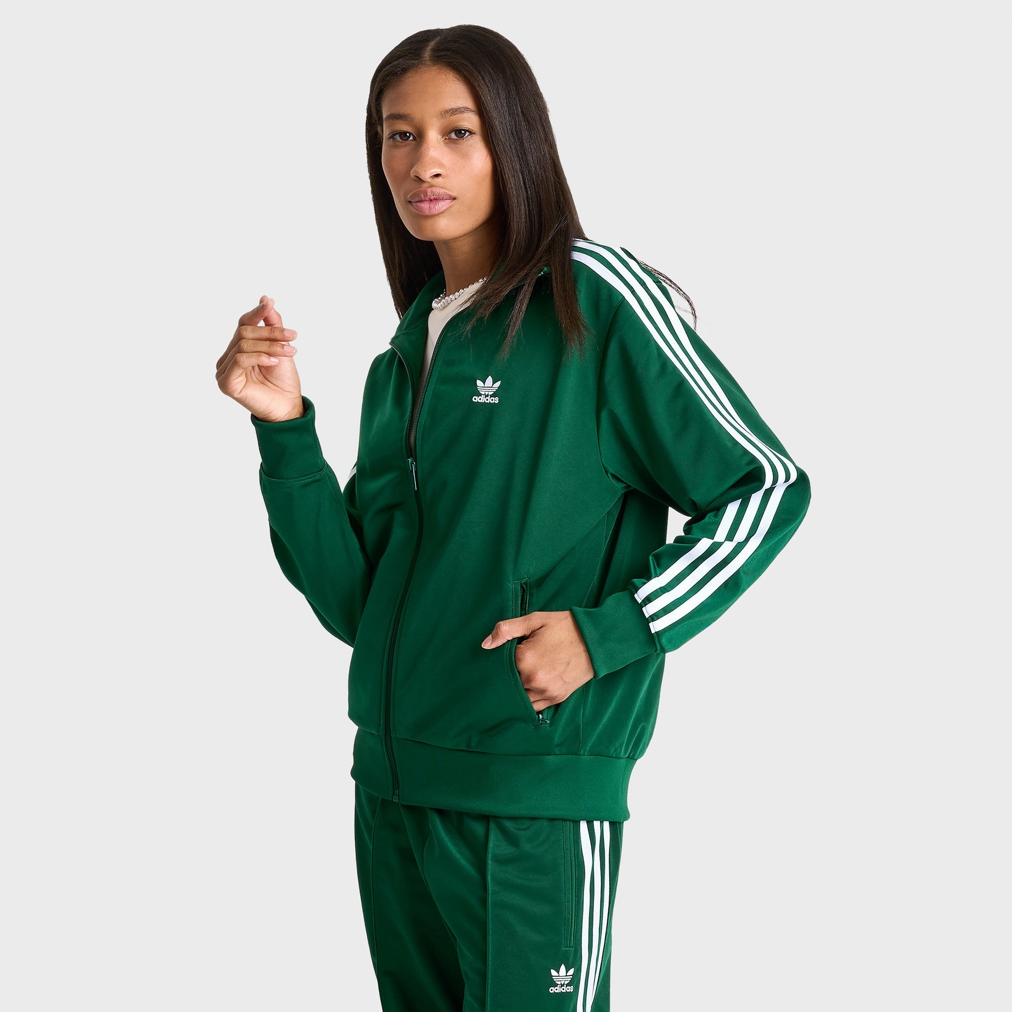 Durable Outer Layer adidas Originals Women's Adicolor Firebird Track Jacket / Collegiate Green