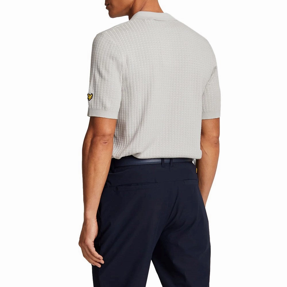 Summer Business Lyle And Scott Golf Knitted Grid Polo Shirt - Pebble