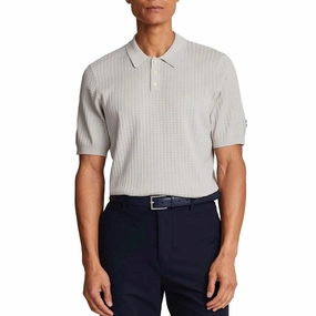 Lyle And Scott Golf Knitted Grid Polo Shirt - Pebble AntiFade Technology Breathable Knitwear