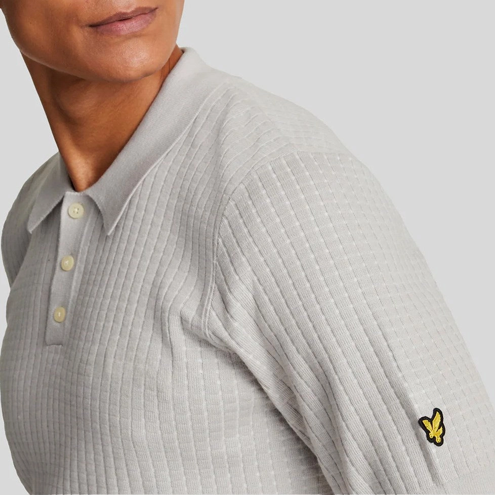 Dimensional Stability Weave HighDurability Yarn Lyle And Scott Golf Knitted Grid Polo Shirt - Pebble