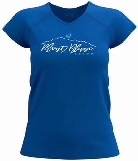 Quick Dry Fabric Compressport Mont Blanc 2022 Short Sleeve Womens Running Top - Blue
