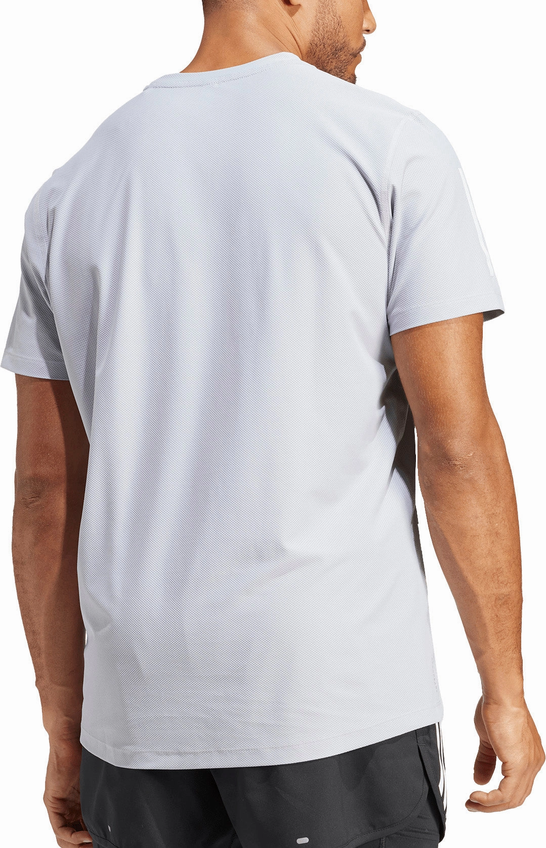 No Slip Shoulder Design Low Impact Dye adidas Own The Run Short Sleeve Mens Running Top - Grey