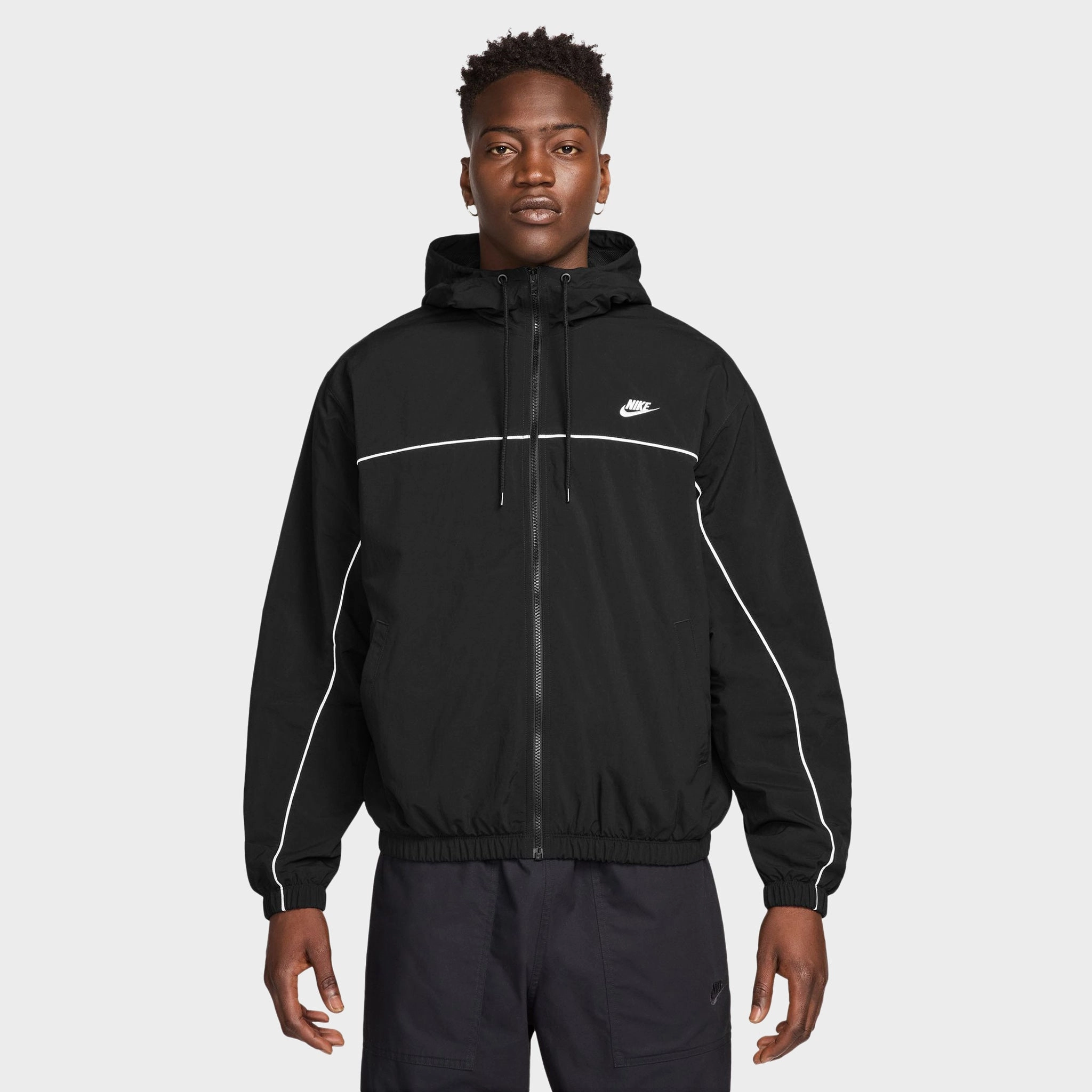 EasyCare Fabric bowling alley Nike Club Athlete Hooded Jacket Black / White - White
