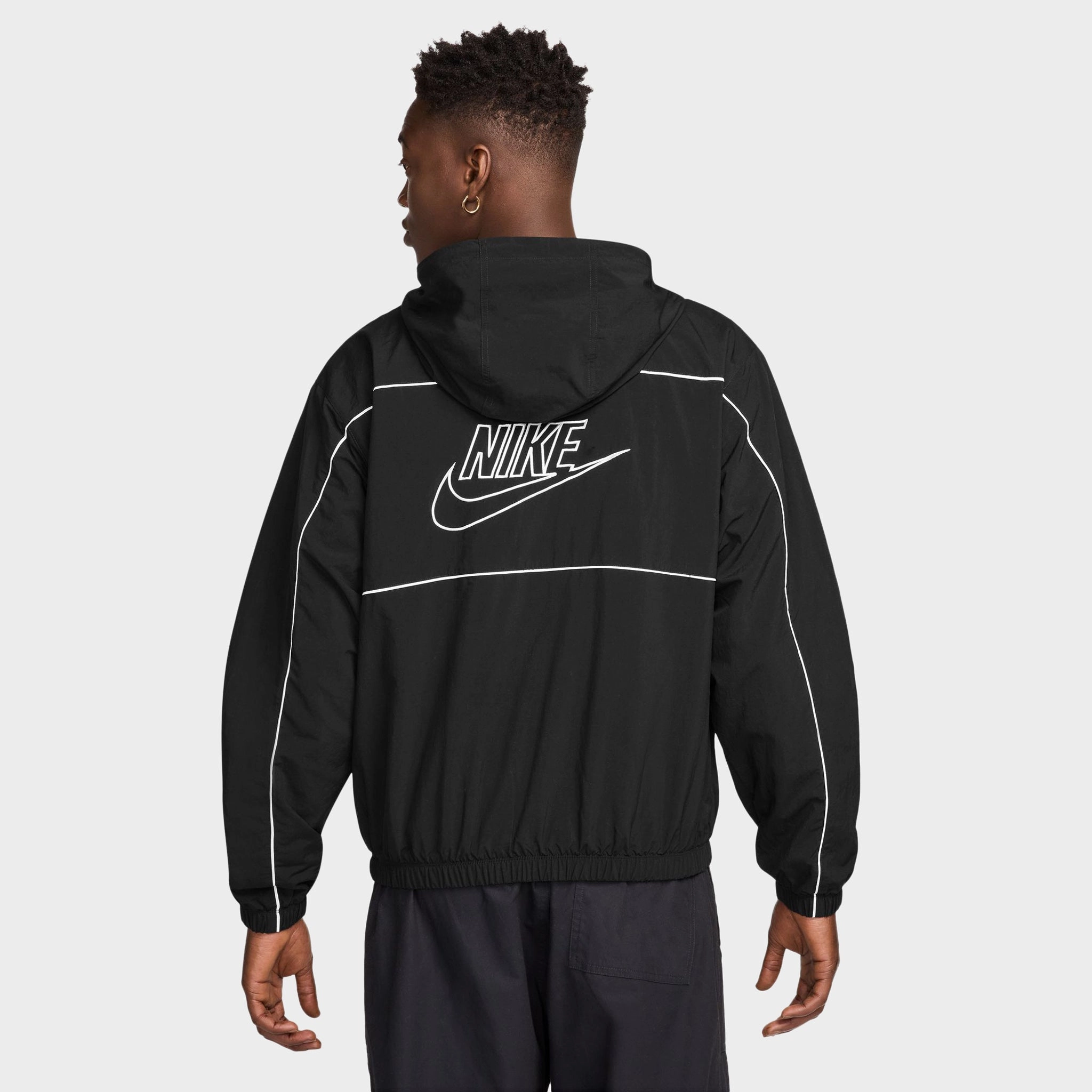 Nike Club Athlete Hooded Jacket Black / White - White FlexibleCompressionBands NonRestrictiveDesign