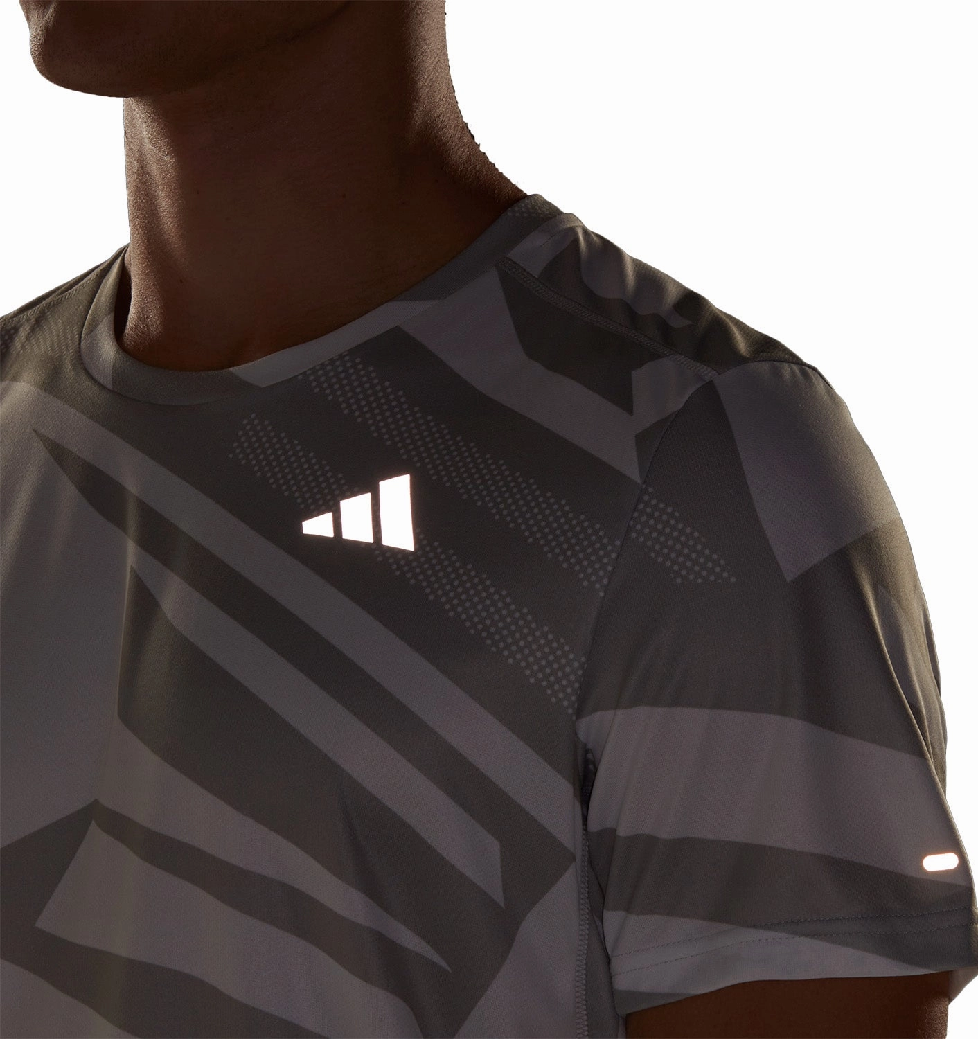 adidas Own The Run Short Sleeve Mens Running Top - Grey Active Layering Ribbed Collar Trim