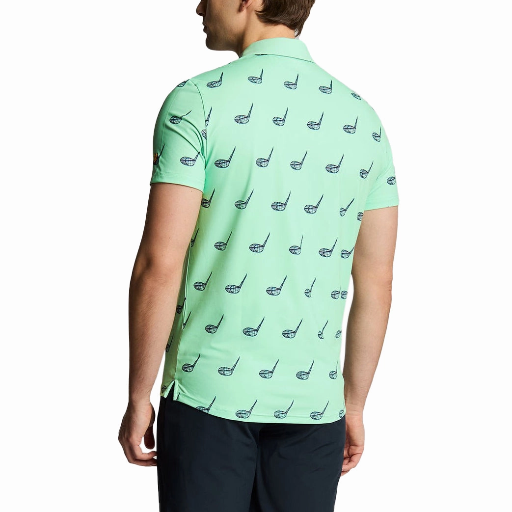 Fashion Forward Breathable knit Lyle & Scott Micro Club Printed Golf Polo Shirt - Shoreline