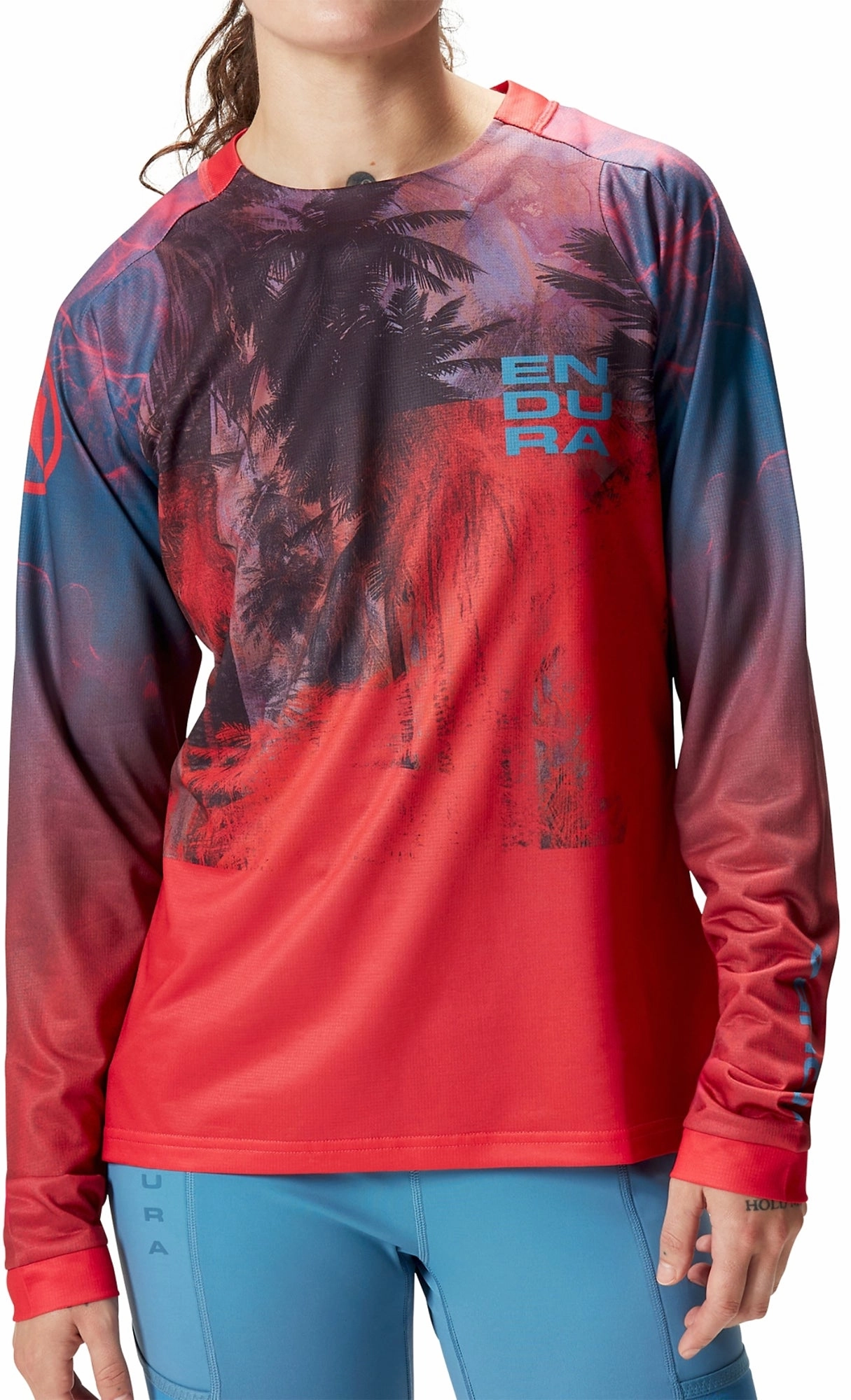 Endura Tropical Long Sleeve Womens Cycling Jersey - Red design creativity