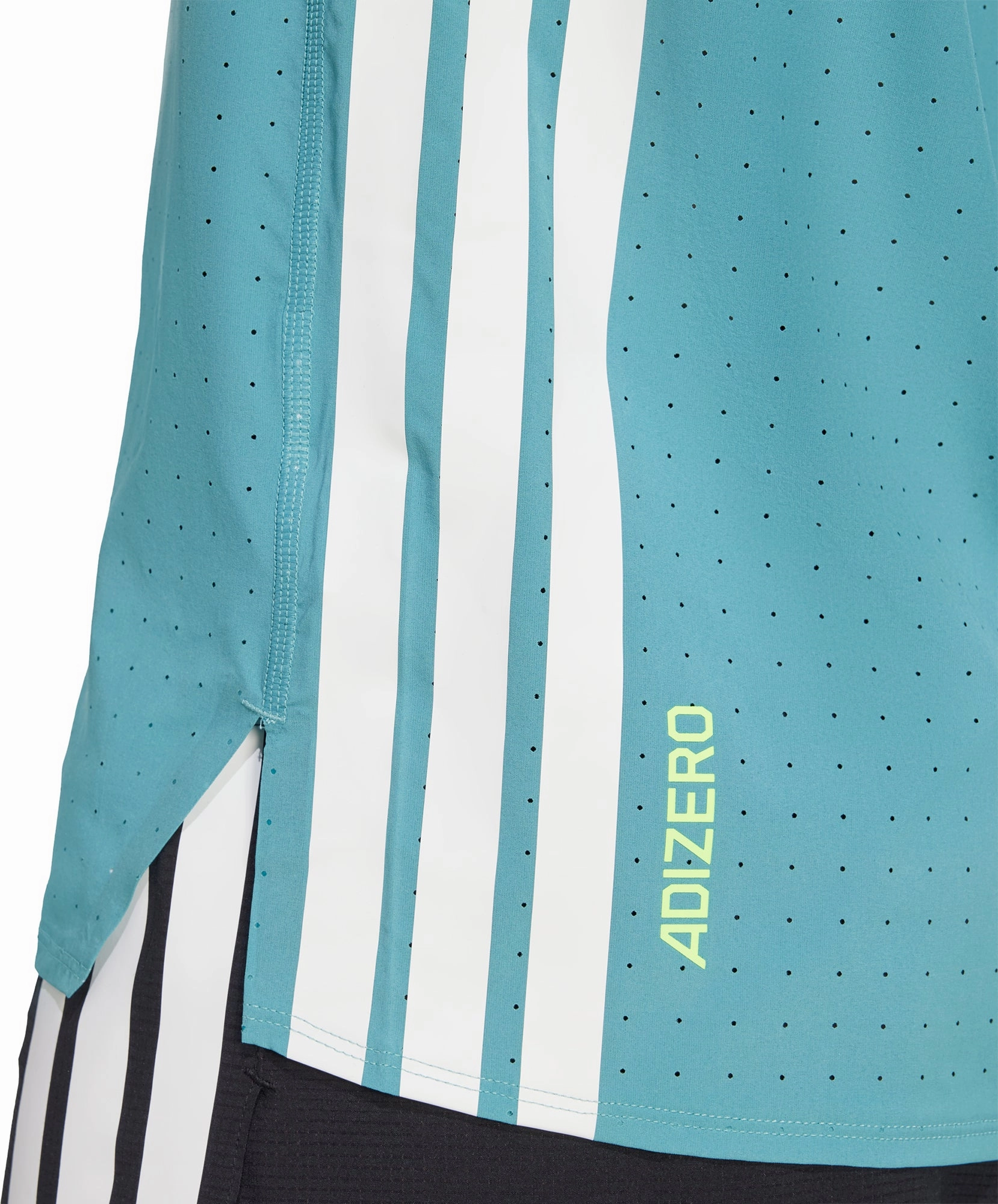 adidas Adizero Short Sleeve Mens Running Top - Green Scoop neck