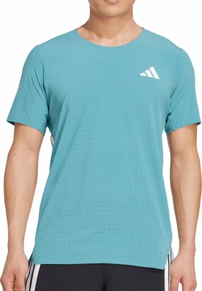 Cool Comfort adidas Adizero Short Sleeve Mens Running Top - Green