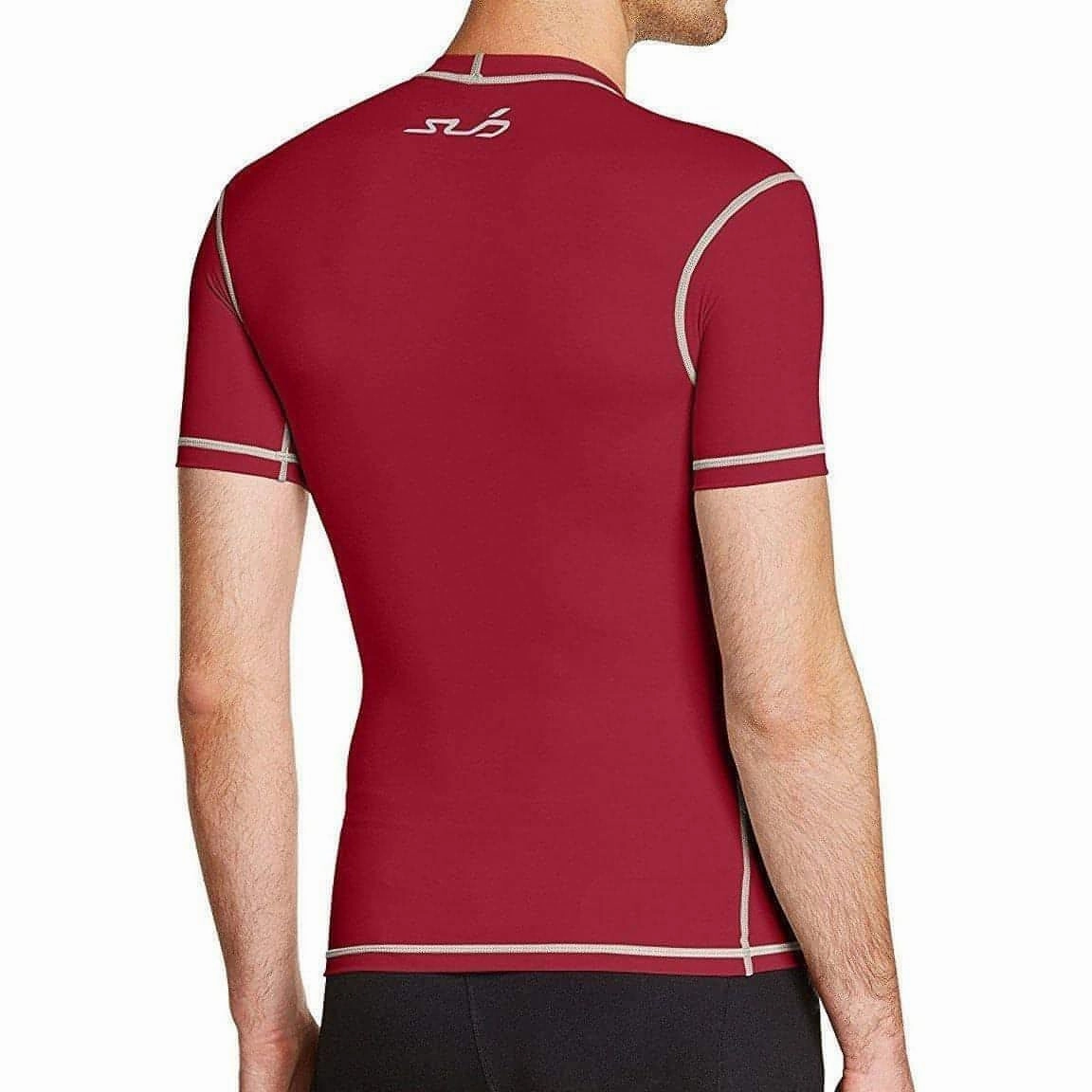 Sub Sports Dual Compression Baselayer Mens Short Sleeve Top - Red Breathable mesh panel Versatile Fit