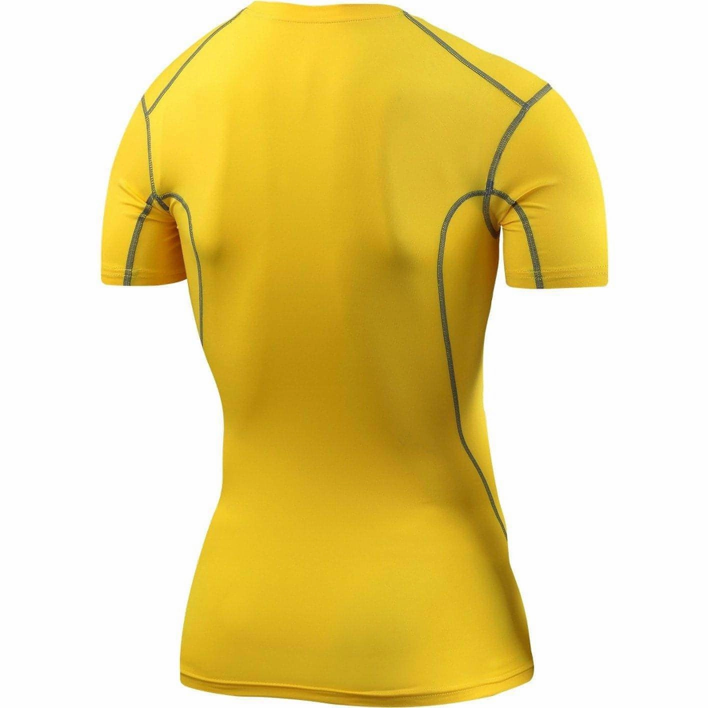 TCA Pro Performance Short Sleeve Thermal Junior Compression Top - Yellow Standard Body Fit