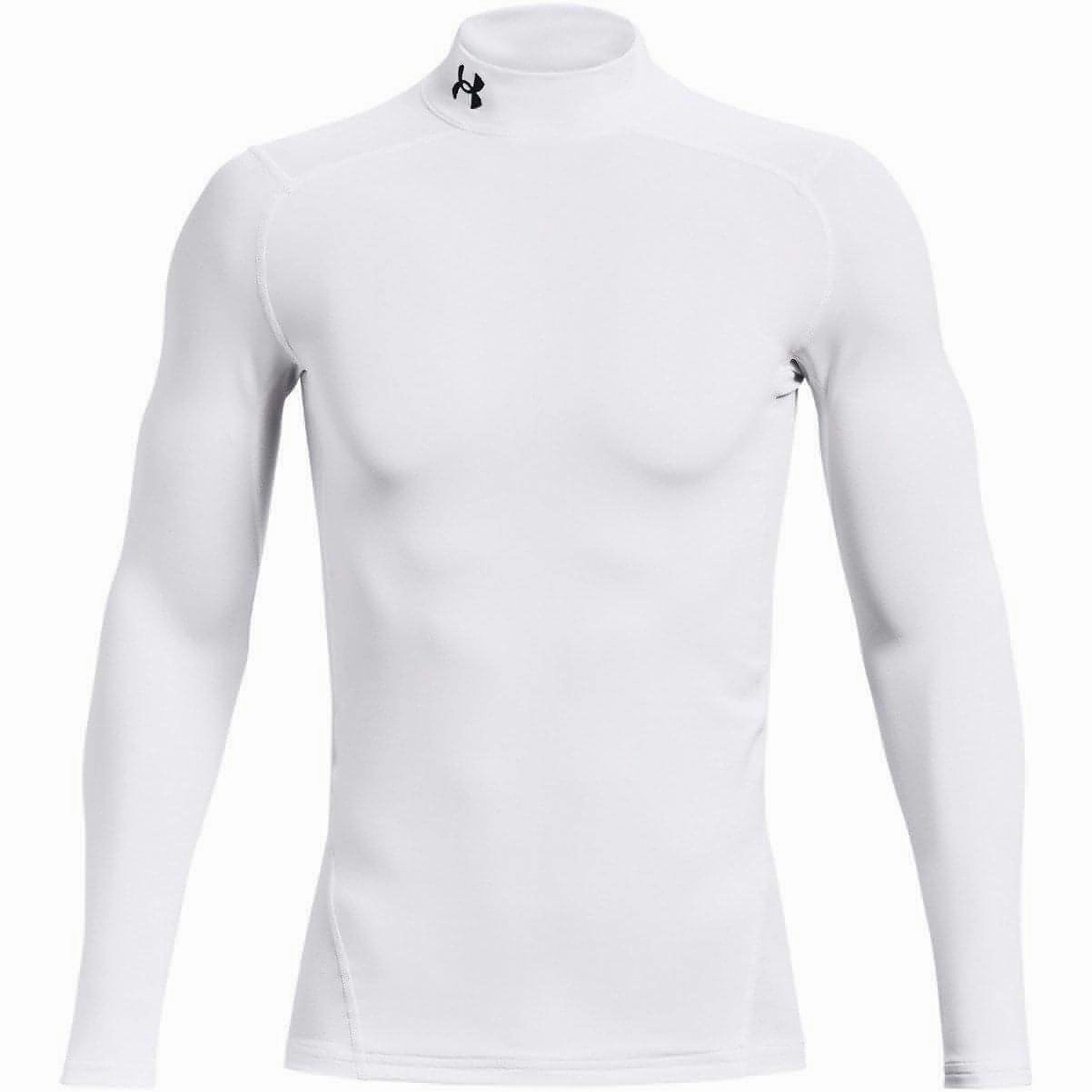 Under Armour ColdGear Compression Mock Long Sleeve Mens Running Top - White Autumn