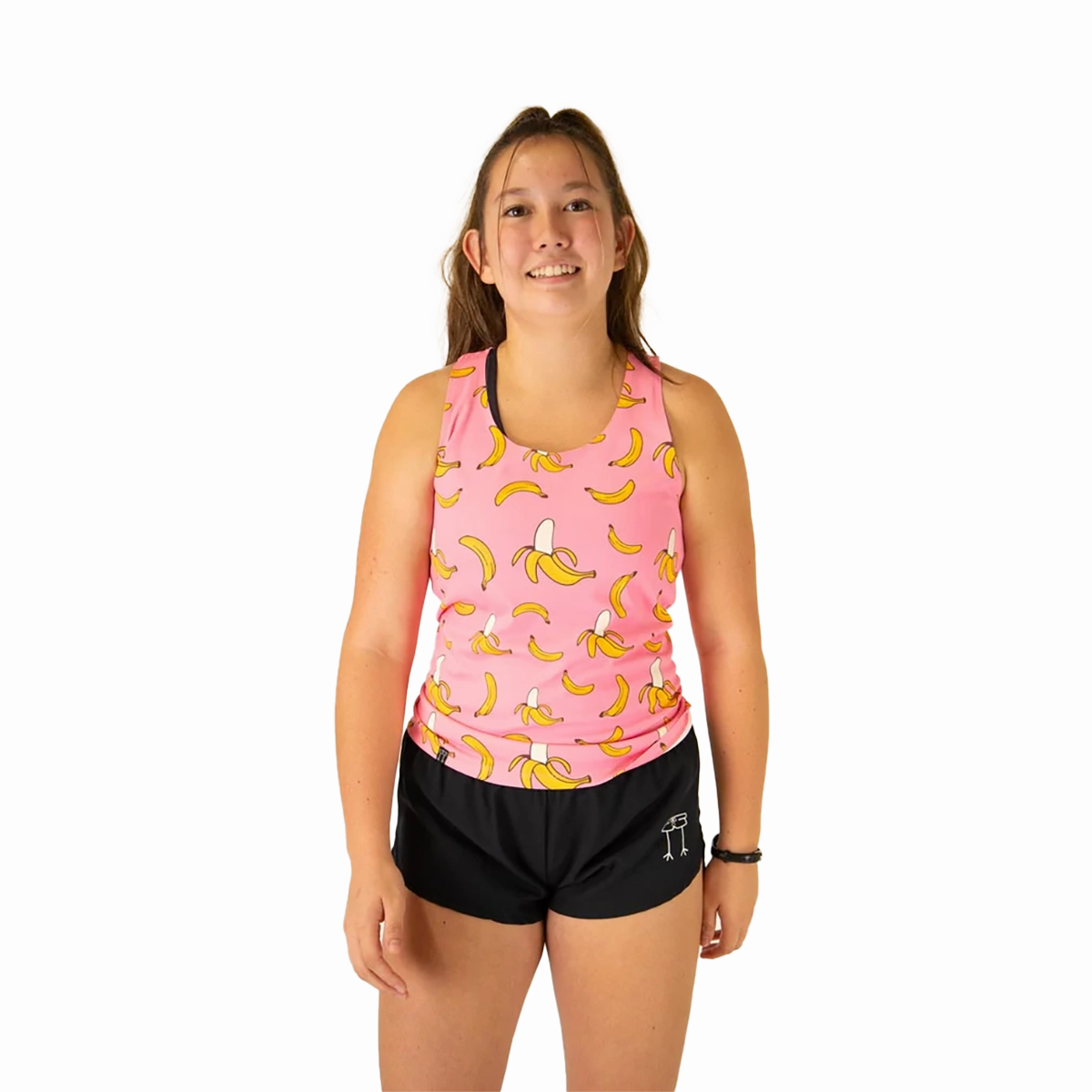 ChicknLegs Preformance Singlet Pink Bananas Subtle Texture Weave Simple Cut
