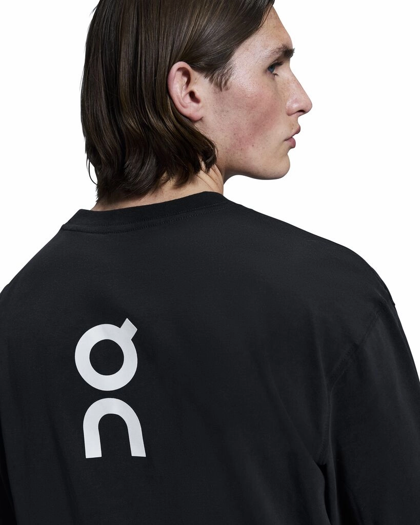 DoubleStitched Seams GridTexture On Men's Club Long Top Black