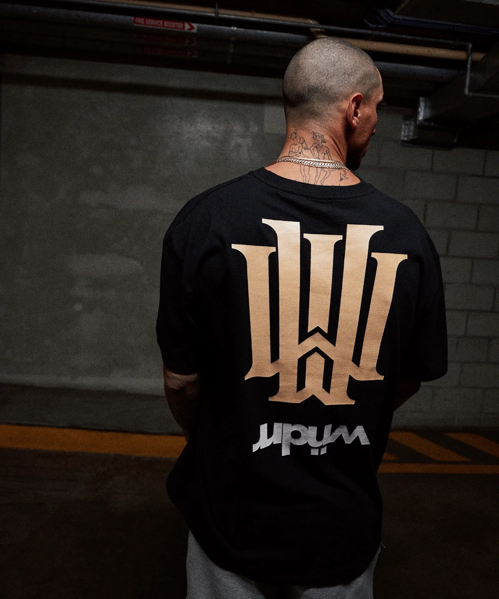 WNDRR Cartello Box Fit Tee (Black) Flexible Fabric Blend Korean Fresh