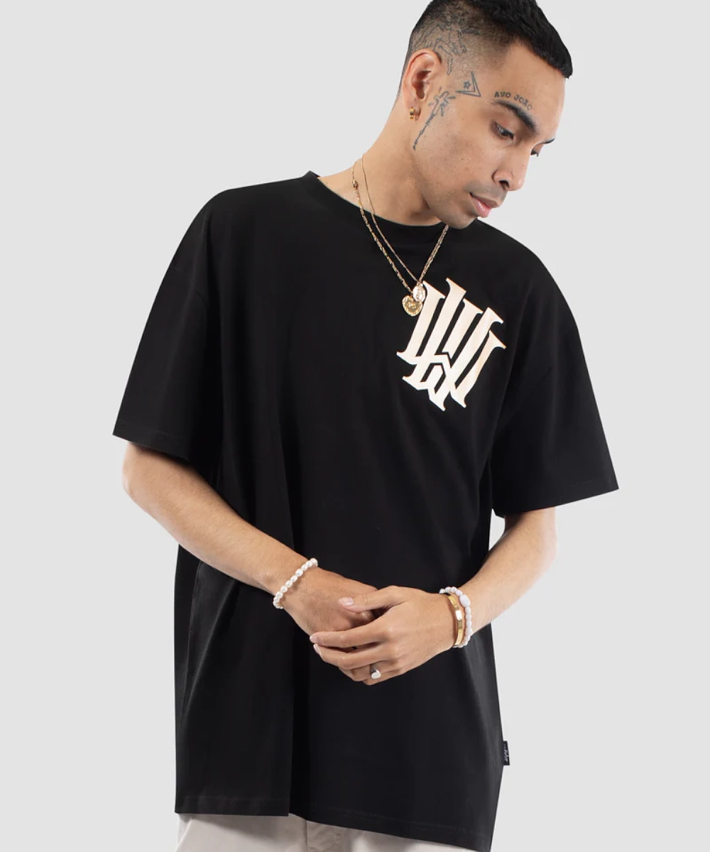 WNDRR Cartello Box Fit Tee (Black) Reinforced Stress Points Street Glow
