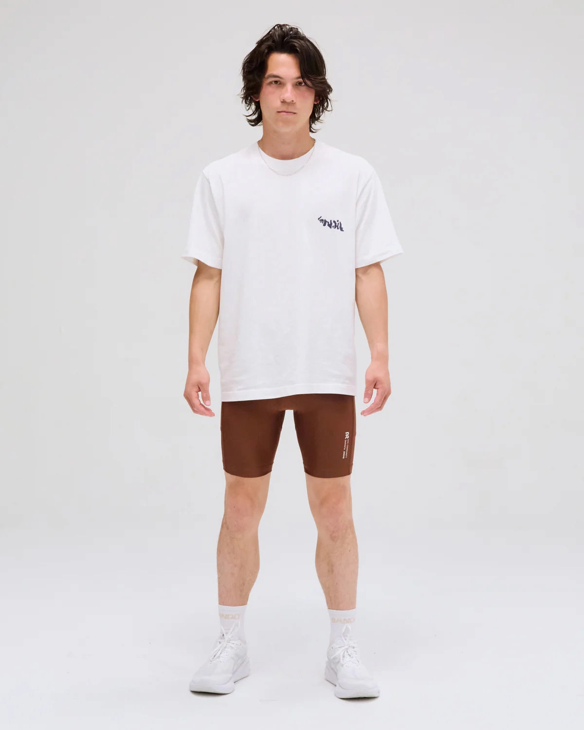 Layered Hem Details Classic Cotton Tee Abstract Water / White