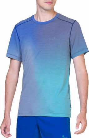 Ronhill Tech Golden Hour Short Sleeve Mens Running Top - Blue Comfortable Stretch