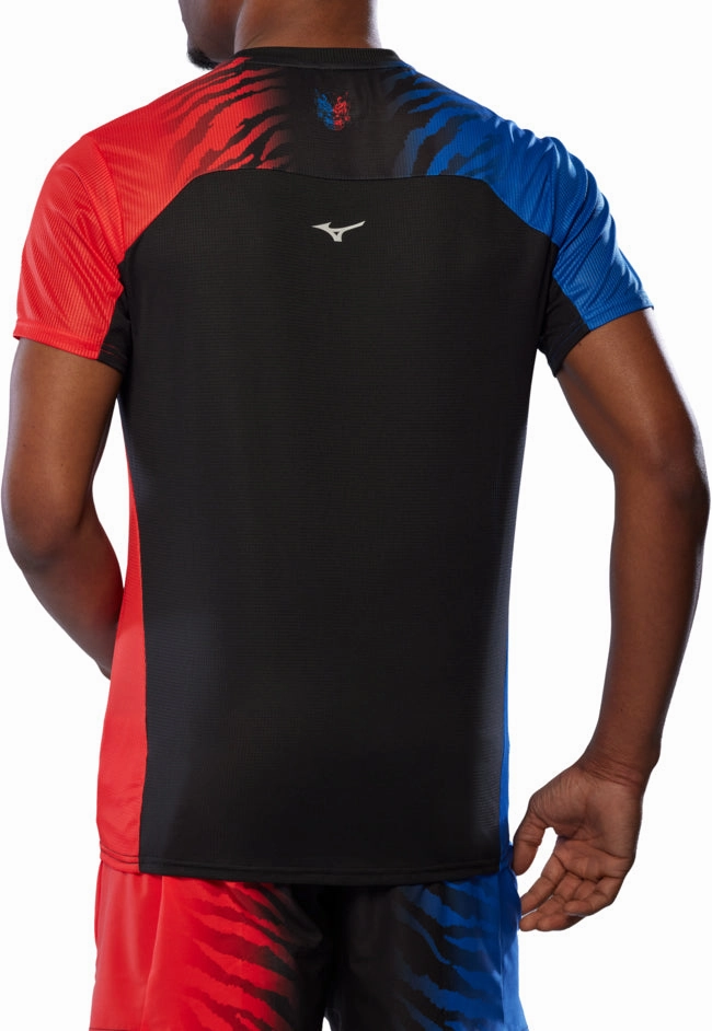 Mizuno DryAeroFlow Graphic Short Sleeve Mens Running Top - Blue Classic and Comfy