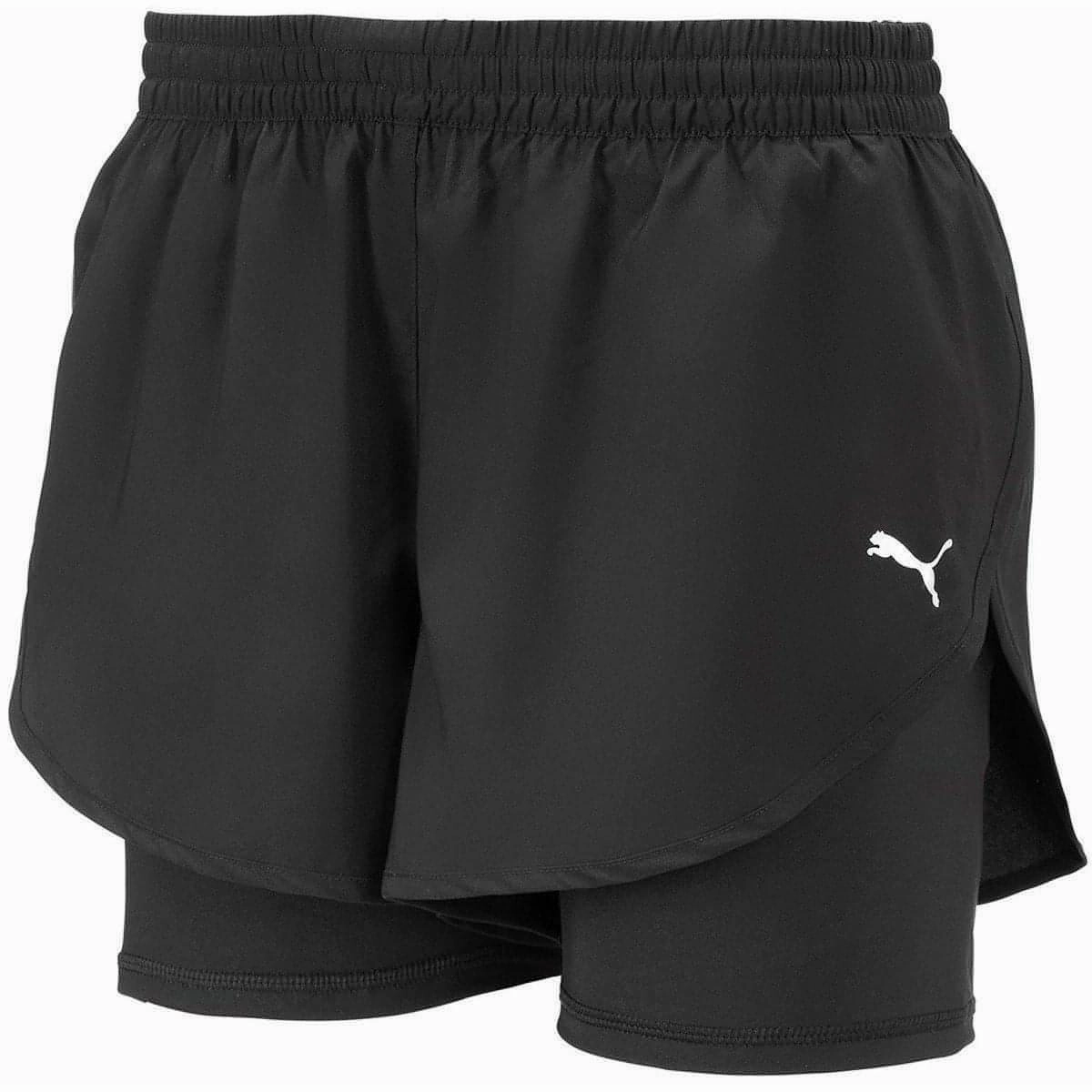 Puma Woven 2 In 1 Womens Running Shorts - Black Quick Access Cargo Pockets