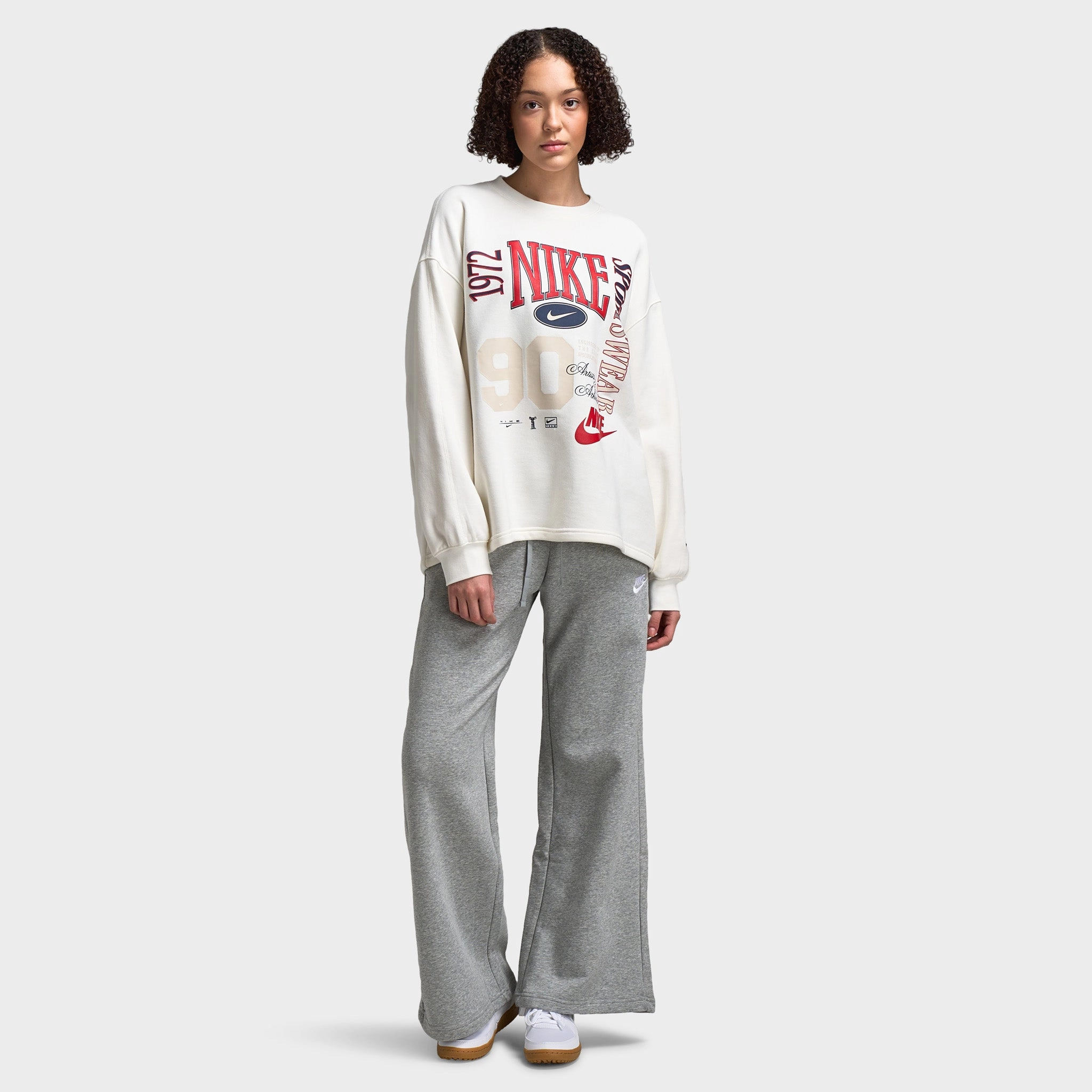 Nike Sportswear Women's Fleece Crewneck Sweatshirt Sail / Black Urban Edge Multi Layer Construction