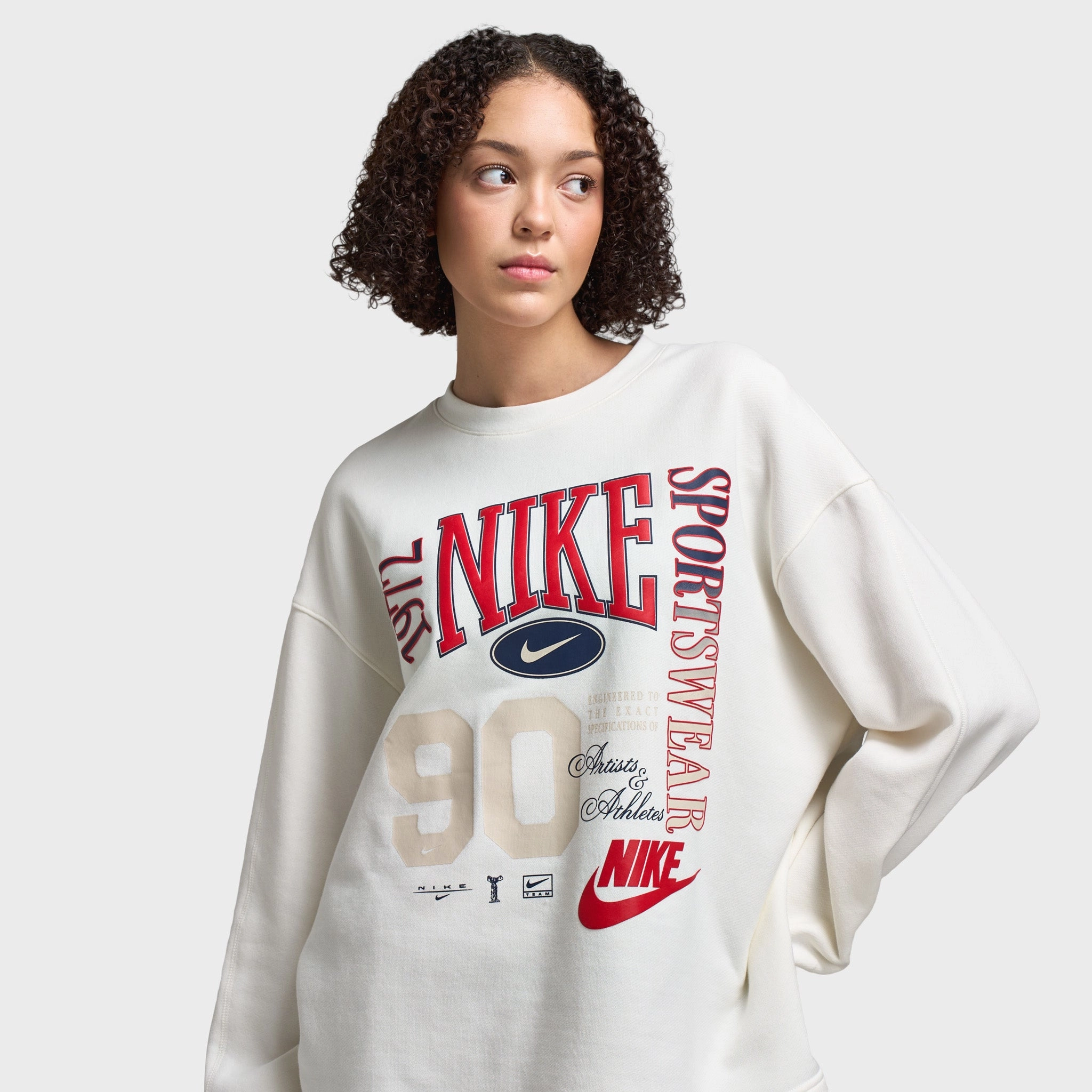 Laser Cut Airflow Vents Nike Sportswear Women's Fleece Crewneck Sweatshirt Sail / Black